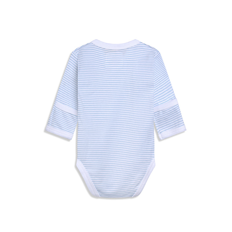 Longsleeve Sidesnap Striped Blue Bodysuit