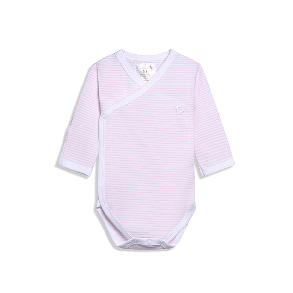 Longsleeve Sidesnap Striped Pink Bodysuit