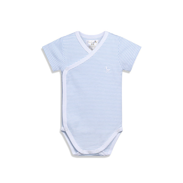 Shortsleeve Sidesnap Striped Blue Bodysuit