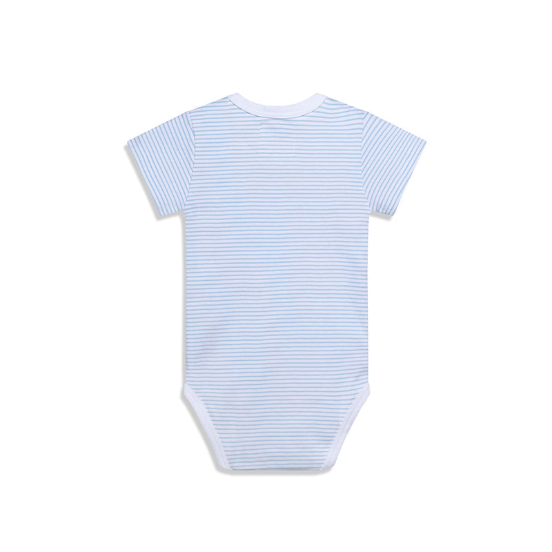 Shortsleeve Sidesnap Striped Blue Bodysuit
