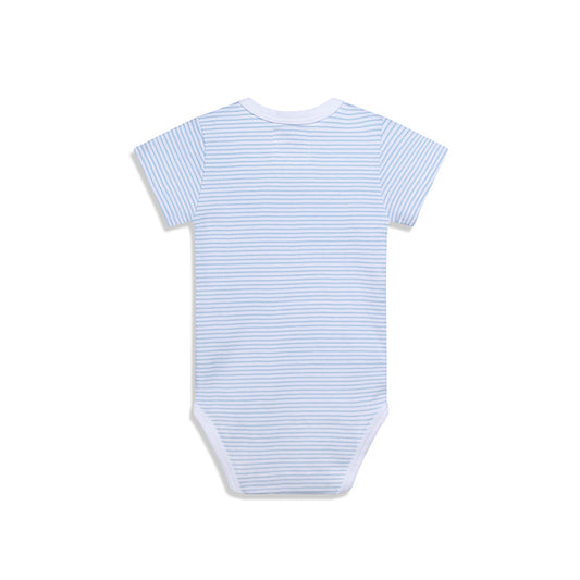 Shortsleeve Sidesnap Striped Blue Bodysuit