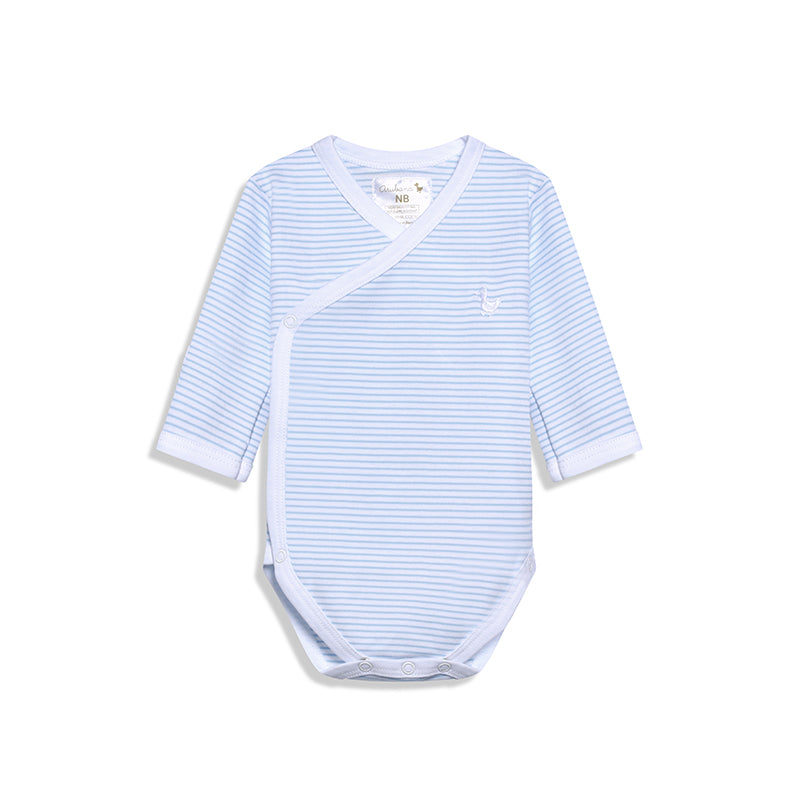 Longsleeve Sidesnap Striped Blue Bodysuit