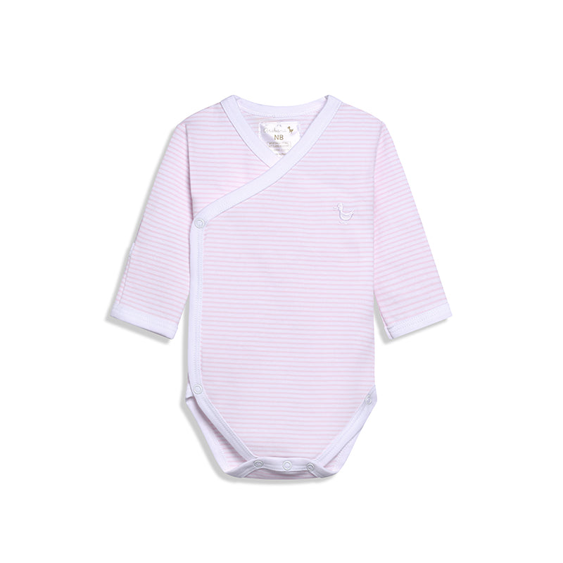 Longsleeve Sidesnap Striped Pink Bodysuit
