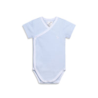 Shortsleeve Sidesnap Striped Blue Bodysuit