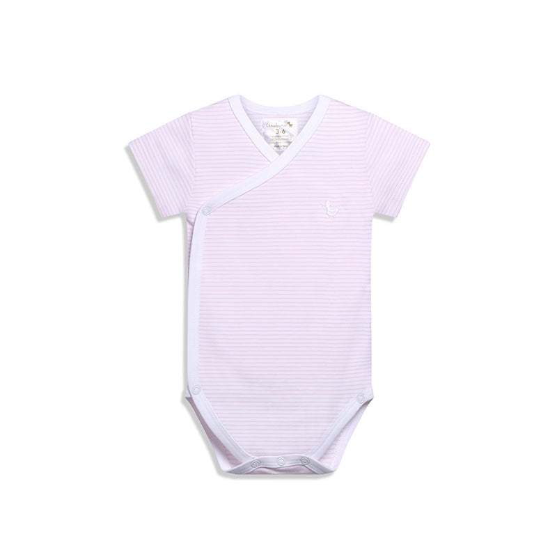 Shortsleeve Sidesnap Striped Pink Bodysuit