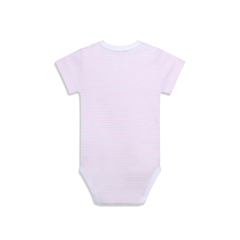 Shortsleeve Sidesnap Striped Pink Bodysuit